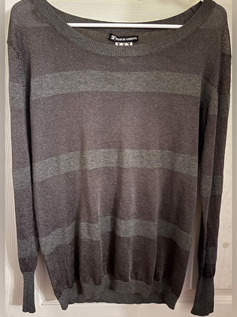 Women’s, Bergdorf Goodman, Haute Hippie, M/L, sparkly grey striped top